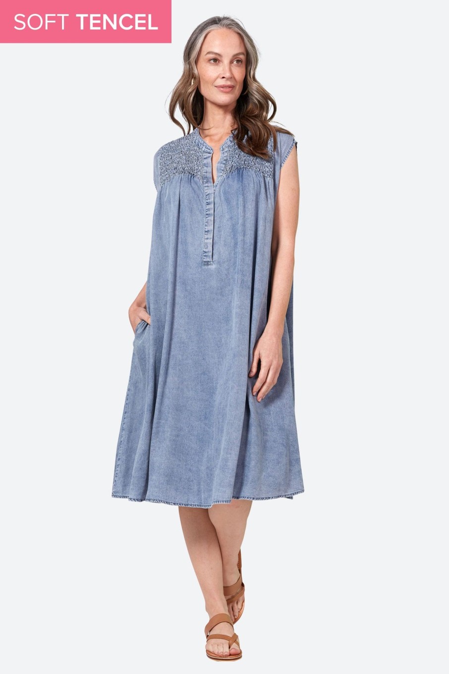 Clothing eb&ive Mid-Length Dresses | Elan Dress - Denim