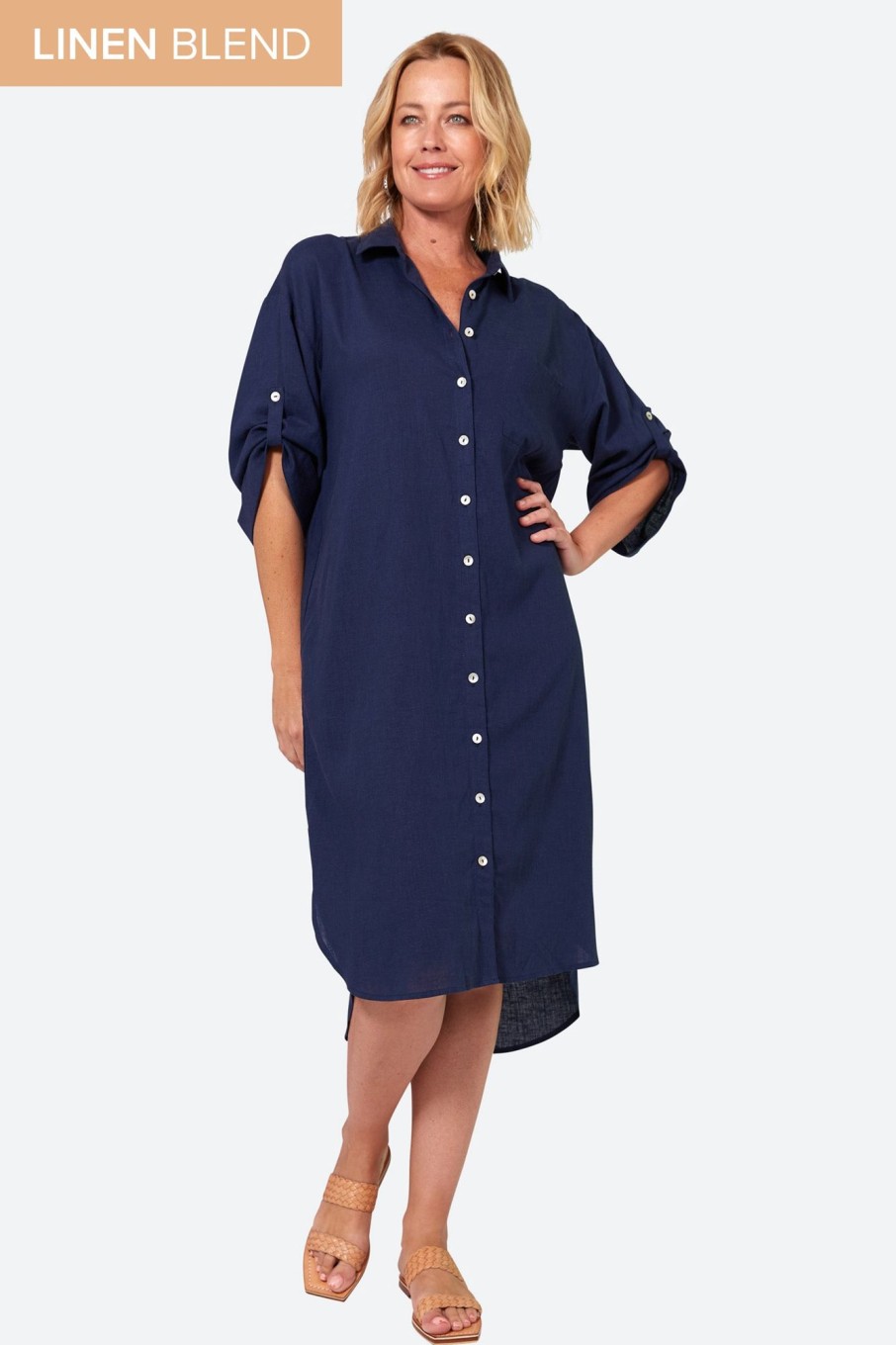 Clothing eb&ive Shirts | Verve Shirt Dress - Sapphire