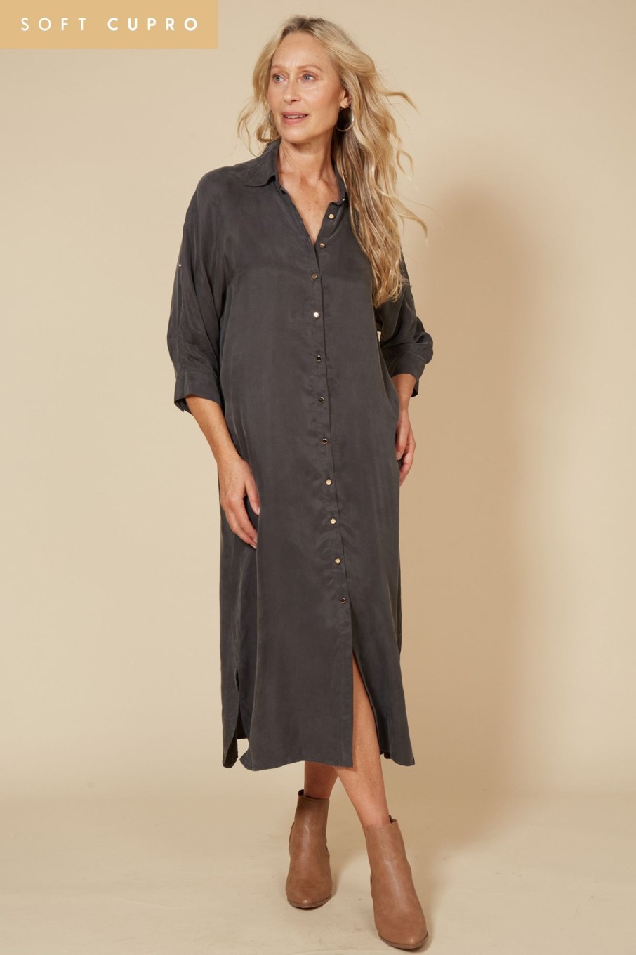 Clothing eb&ive Mid-Length Dresses | Vienetta Shirt Dress - Fossil