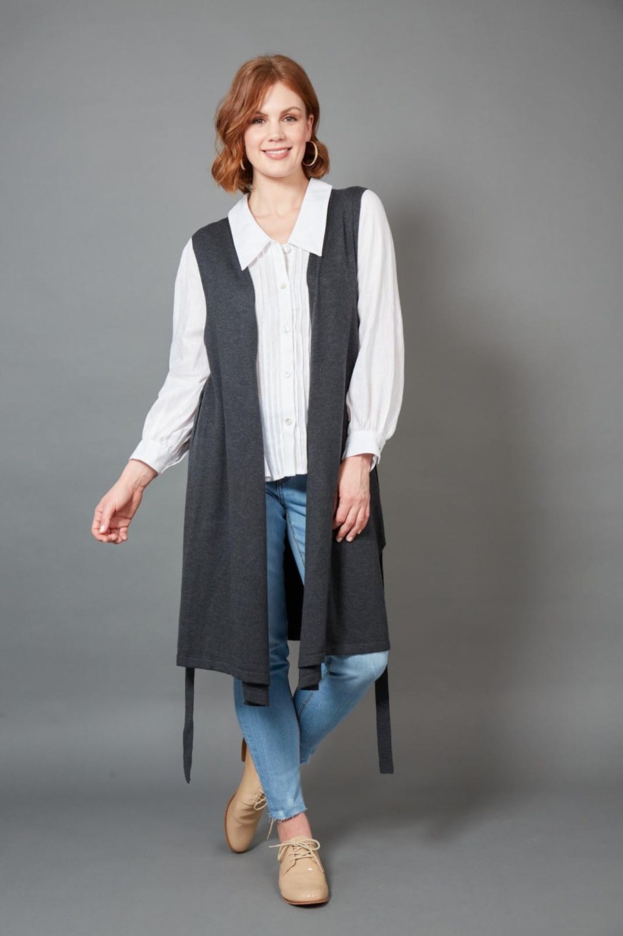 Clothing eb&ive Knits | Cleo Longline Vest - Fossil