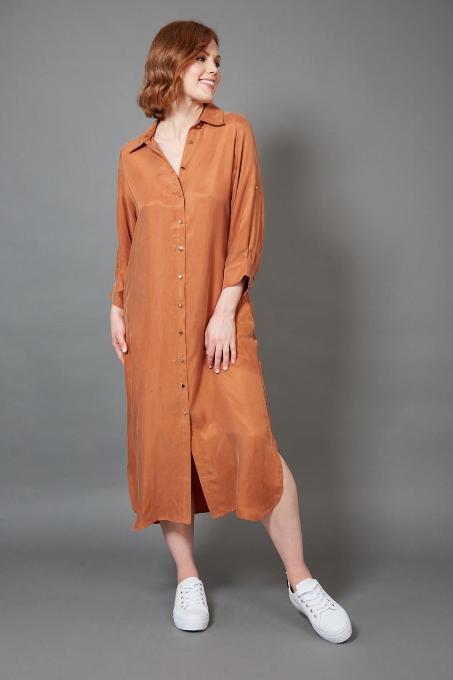 Clothing eb&ive Mid-Length Dresses | Vienetta Shirt Dress - Caramel