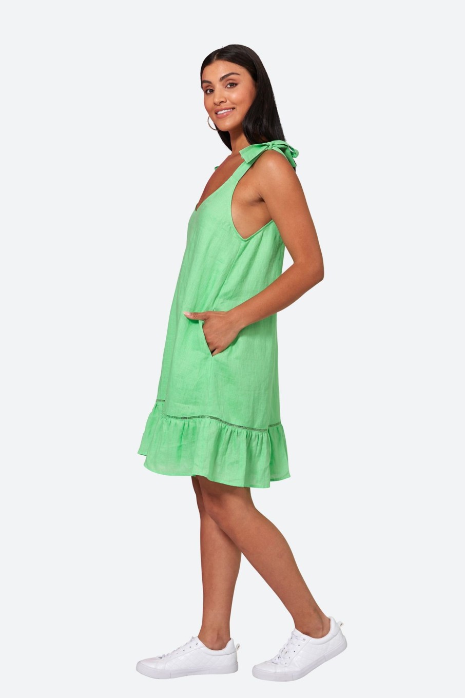 Clothing eb&ive Mid-Length Dresses | La Vie Tie Dress - Kiwi