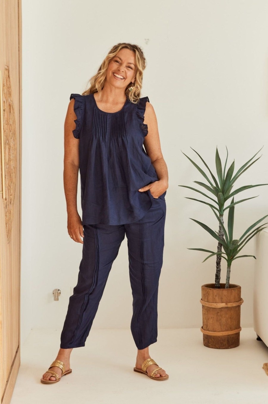 Clothing eb&ive Pants | La Vie Pintuck Pant - Sapphire