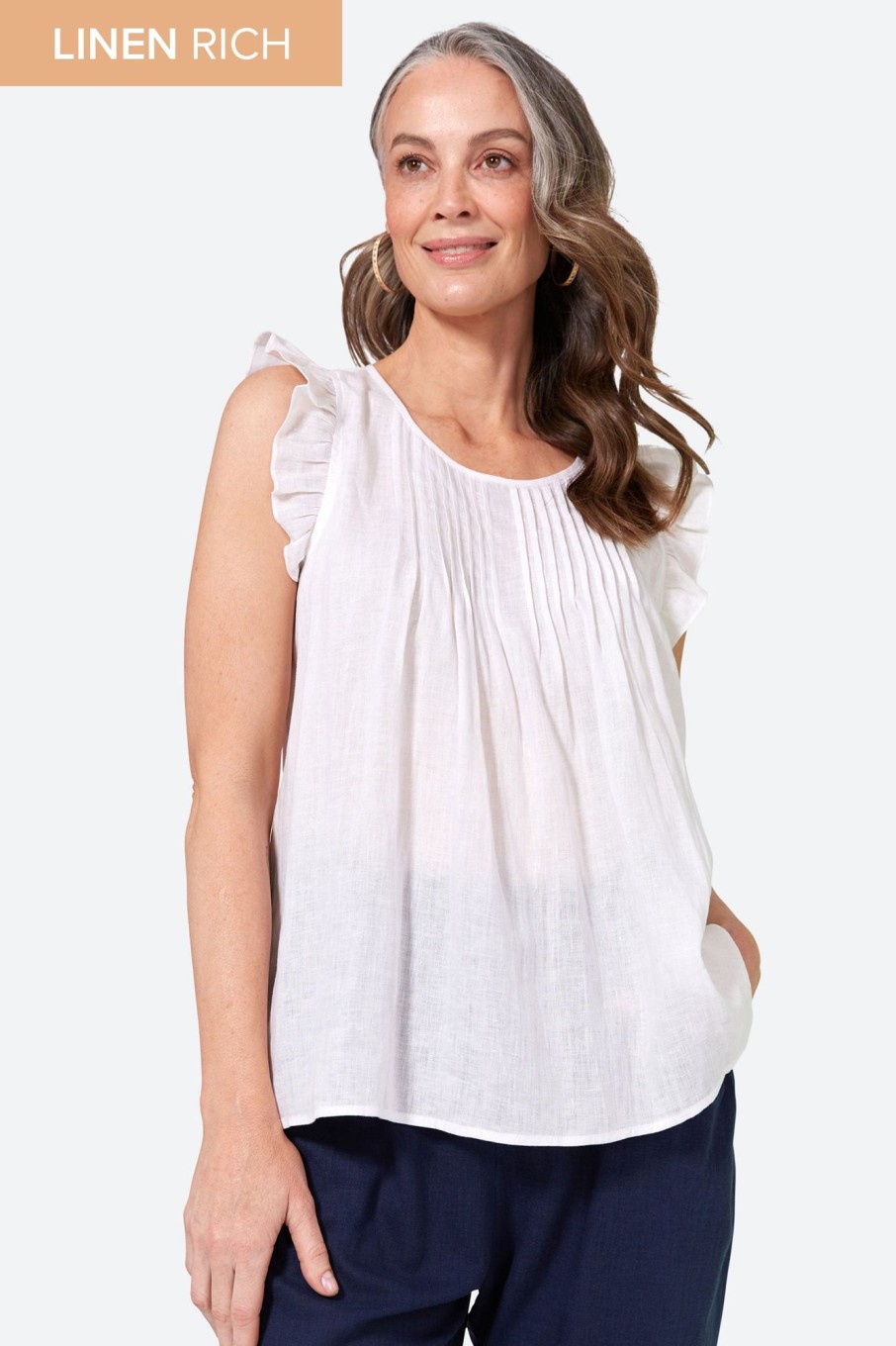 Clothing eb&ive Tanks | La Vie Frill Top - Blanc