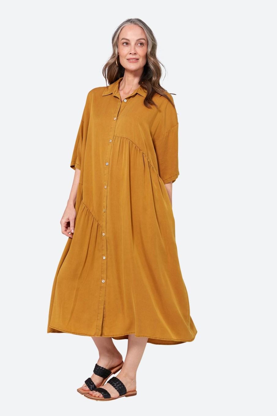 Clothing eb&ive Shirts | Elan Shirt Dress - Honey