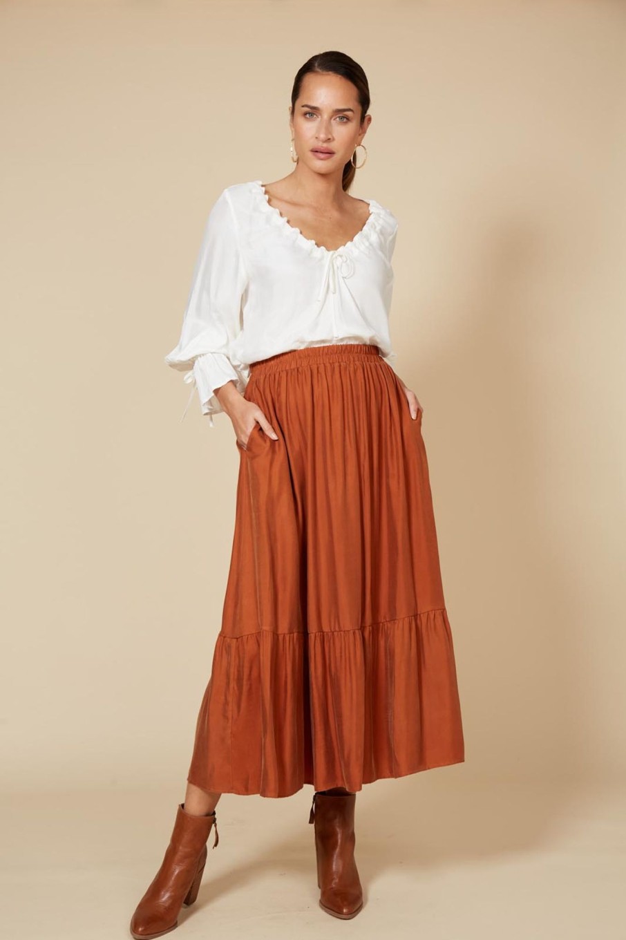 Clothing eb&ive Skirts | Vienetta Maxi Skirt - Caramel